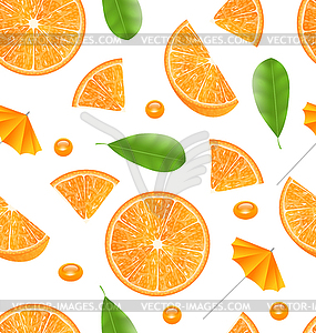 Seamless Texture with Slices of Oranges - vector clipart