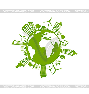 Green Futuristic World - vector clip art