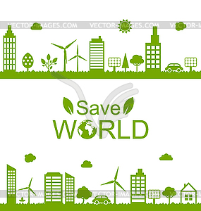 Concept Green Futuristic World - vector clip art