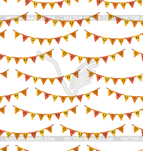 Seamless Pattern with Autumn Bright Buntings - vector image