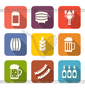 Collection Minimal Icons of Beers and Snacks - vector image