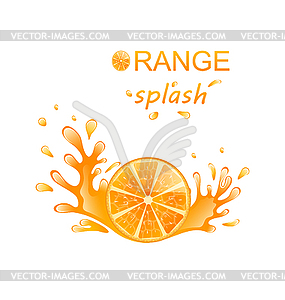Кусочек оранжевый с брызг, - иллюстрация в векторе