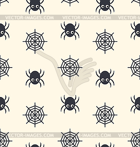 Seamless Pattern Spider and Spider Web - vector image