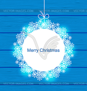 Christmas Round Frame Made in Snowflakes - vector image