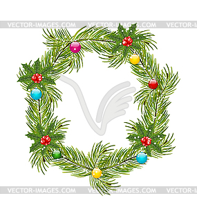 Рождественский венок с Холли ягоды - изображение векторного клипарта