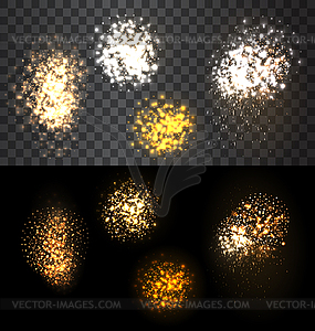 Festive set firework bursting various shapes - vector clip art