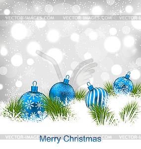 Christmas Glassy Balls, Shimmering Light Postcard - vector image