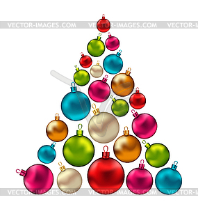 Christmas Abstract Tree made in Colorful Balls - color vector clipart