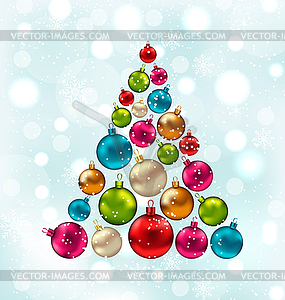 Christmas Abstract Tree Made in Colorful Balls - vector image