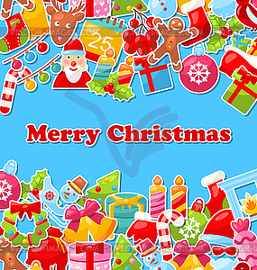 Merry Christmas Celebration Card with Traditional - vector image