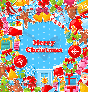 Merry Christmas Greeting Card - vector clip art