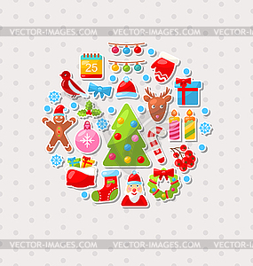 Merry Christmas Celebration Card with Traditional - vector image