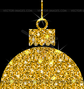 Christmas Ball with Golden Sparkle Surface - vector image