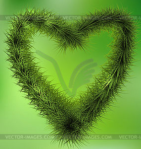 Christmas background heart shaped wreath garland - vector image