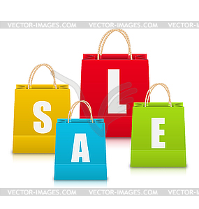 Set of Colorful Sale Shopping Bags - vector clipart