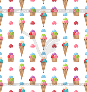 Seamless Pattern with Different Colorful Ice Creams - vector clipart