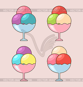 Коллекция мороженое Порция Три мячи - векторный клипарт EPS