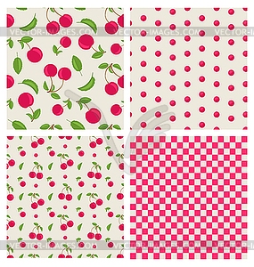 Set seamless cherry pattern - vector clip art