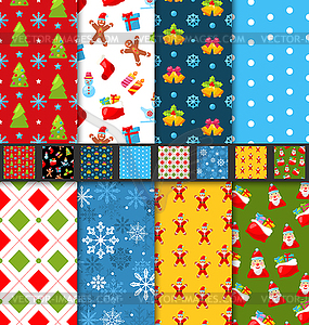 Set Christmas Seamless Patterns - vector image