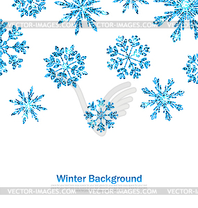 Winter Background with Sparkle Snowflakes - vector clip art