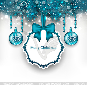 Christmas gift card with glass balls - vector clip art