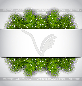 Christmas frame with green fir twigs - color vector clipart