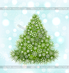 Christmas Tree with Snowflakes - vector clipart