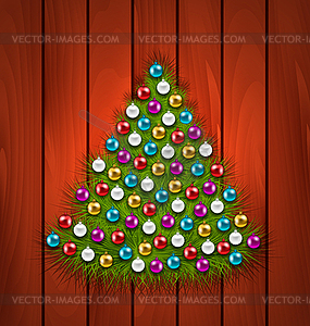 Christmas Tree Decorated Colorful Balls - vector clip art