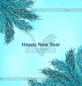 Happy New Year Background with Fir Branches - vector clip art