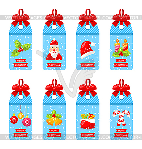 Collection Christmas Labels with Bows - vector clip art