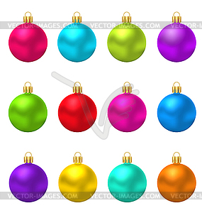 Colorful Christmas Glass Balls - vector image