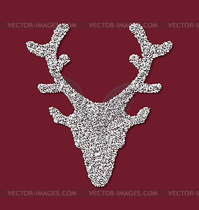 Symbol Xmas Deer head red backdrop made of white - vector clipart