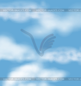 Landscape atmosphere fluffy white clouds blue sky - vector clipart