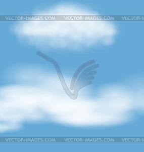 Landscape atmosphere fluffy white clouds blue sky - vector EPS clipart