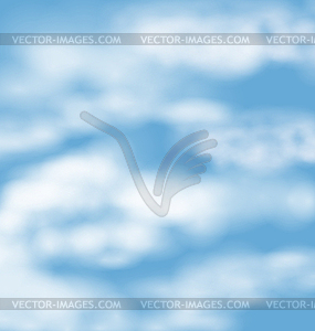 Landscape atmosphere fluffy white clouds blue sky - vector image