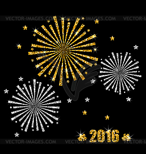 Abstract Festive Firework with Golden and Silver - vector EPS clipart
