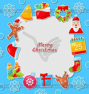 Merry Christmas Celebration Card with Traditional - vector image