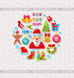 New Year Traditional Colorful Elements - vector image