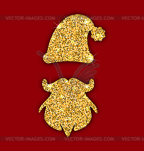 Glitter Santa`s Hat and Beard - vector image