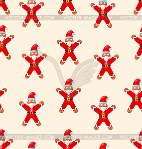 Seamless Christmas pattern with red Santa - vector clipart