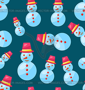Бесшовные шаблон снеговик Рождество - векторное графическое изображение