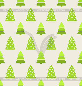 Seamless Christmas pattern green fir and pine tree - vector image