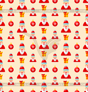 Merry Christmas seamless pattern with Santa and - vector image