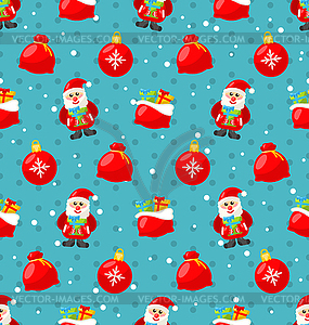 Happy New Year seamless pattern with Santa and gifts - vector image