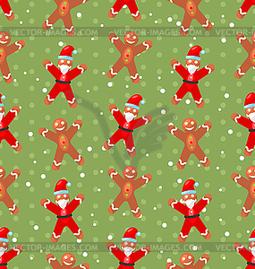 Seamless Christmas pattern with Santa Claus snow an - vector image