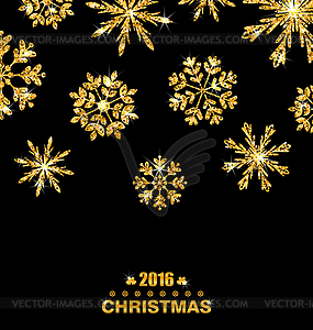 Golden Celebration Card with Sparkle Snowflakes - vector clip art