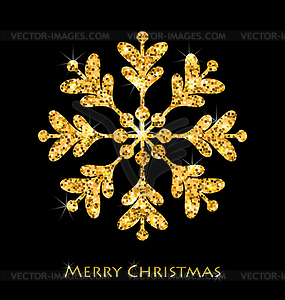 Golden Merry Christmas Sparkle Snowflakes - vector image