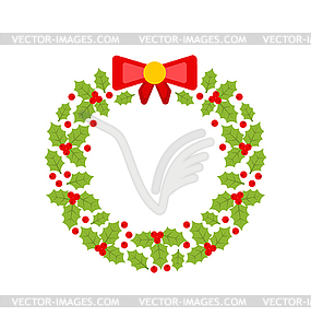 Christmas Wreath Made of Holly Berries - vector image