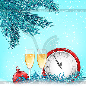 Happy New Year Background with Traditional Elements - vector image