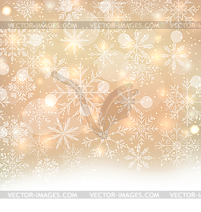 Shimmering Xmas Light Background with Snowflakes, - vector image